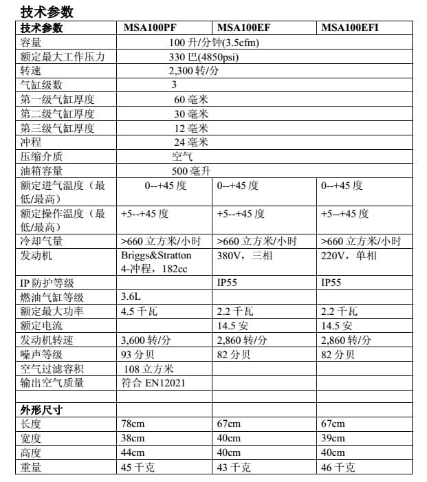 梅思安（MSA） 100EF 高压空气压缩机